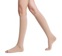 Stocking Frame Graduated Compression Socks Firm Pressure Quality Ladies Knee High Toeless Support Stockings Circulation Hose Pet Stockings Christmas Dog (Khaki, L)