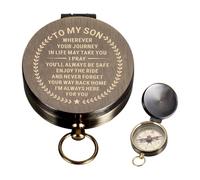Stocking Stuffers for Teen Boys to My Son Compass Gift from Dad Mom Engraved Pocket Compass Gifts for Son Christmas Birthday Valentines Inspirational Gifts for Grown Son Adult Teenage Boy from Parents