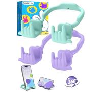 Stocking Stuffers for Teens Boys Girls Cell Phone Stand: 2 Pack Upgrade Adjustable Rock On Lazy Phone Holder for Desk Adults Men Women Gifts for Christmas Birthday Funny Cool Gadgets (Purple&Green)