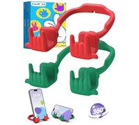 Stocking Stuffers for Teens Boys Girls Cell Phone Stand: 2 Pack Upgrade Adjustable Rock On Lazy Phone Holder for Desk Fun Adults Men Women Gifts for Christmas Birthday Cool Gadget (Forest Green&Red)