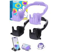 Stocking Stuffers for Teens Boys Girls Cell Phone Stand: 2 Pack Upgrade Adjustable Rock On Lazy Phone Holder for Desk Adults Men Women Gifts for Christmas Birthday Funny Cool Gadgets (Black&Purple)