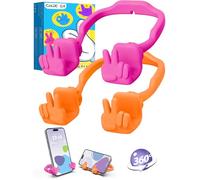 Stocking Stuffers for Teens Girls Boys Kids Cell Phone Stand: 2 Pack Upgrade Adjustable Peace Sign Thumbs Lazy Phone Holder for Desk Gadget Birthday Gifts for Women Men Adults (Hot Pink&Orange Yellow)