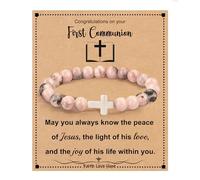 Stocking Stuffers for Women, Christian Gifts for Women Cross Bracelets Imperial Nature Stone Bead Bracelet Confirmation Baptism Gifts for Teen Girls Christmas Religious Gift Cathlic Faith Jewelry