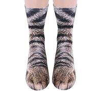 Stocking Stuffers for Women Men Animal Paw Socks Christmas Gifts Fun Socks White Elephant Gag Gifts for Adults, Cat, 5-11
