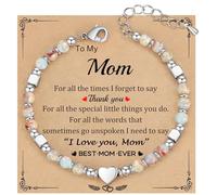 Stocking Stuffers for Women Teens, Gifts for Mom Christmas Gift Mothers Day Gifts for Grandma Daughter Bonus Mom Nature Stone Bead Bracelets for Women Graduation Gift for Her 2025, Adjustable, Nature