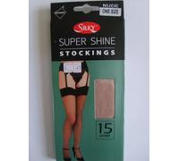 Stockings Nude 15 Denier Super Shine with Spandex One Size Brand New in Retail Packaging