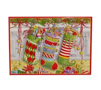 Stockings on the Mantle Advent Calendar Greetings Card | Christmas Advent Greetings Card with Envelope | Door Advent Calendar - 18x13cm