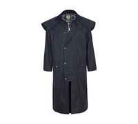Stockman Unisex Premium Quality Lined Waxed Cape Long Raincoat Made in UK (M, Navy Blue)