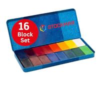 STOCKMAR 204884266 16 Blocks Waterproof Beeswax Paint Blocks in Tin Box