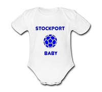 STOCKPORT Baby Football Personalised Unique Baby Vest Baby Grow Babygrow Cute Novelty Boys Girls Football Funny County