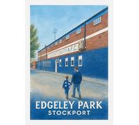 Stockport County, Edgeley Park Stadium Art Print, Football Ground Illustration. Size A4