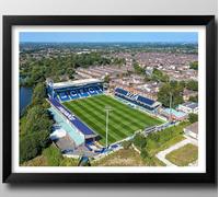 Stockport County FC Gifts, Edgeley Park Stadium Framed Print, Poster, Wall Art, Football Club Memorabilia. Football Ground. The Hatters. (Black Frame, 43cm x 33cm)