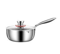 Stockpot and Saucepan Stainless Steel Pan with Lid Cooking Induction Pot Kitchen Cookware for All Stoves Durable & Dishwasher 1 Piece Copper Nonstick Frying (Silver, 18cm)