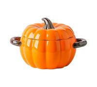 Stockpot with Lid, Ceramic Pumpkin Casserole Dish with Lid, Dutch Oven Pot with Lid, Pumpkin Decorative Bowl for Home Decor, Autumn, Thanksgiving, Halloween (Brown, S)