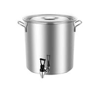 Stockpot with Lid Soup Pot with Faucet Stainless Steel Wine Bucket Milk Can (Color : Silver, Size : 25 * 25cm(10L))