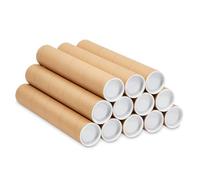 Stockroom Plus 12-Pack Mailing Tubes with Caps, 2x12-Inch Kraft Paper Poster Tube for Shipping, Packing, Bulk Round Packaging, Cardboard Mailers, Art Prints, Maps, Blueprint (Brown)