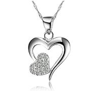 Stockton 925 Sterling Silver Love Heart Diamond Crystal Pedant Necklace for Women