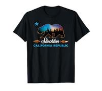 Stockton California Republic Bear Silhouette Starry Night T-Shirt