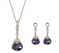 Stockton Necklace Earrings Diamond Water droplets Elegant Women Jewellery Set of Crystal Pendant Necklace+Earrings