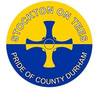 Stockton on Tees - Pride of County Durham - (Two Pack) 80mm Diameter Car Bumper Window Decal Sticker