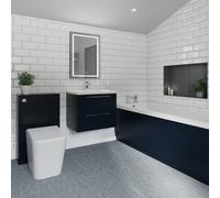 Stockwell Straight Single Ended Bathroom Suite including Furniture Set with Polished Chrome Handles | Deep Blue | ABS Polished Chrome | 1700mm