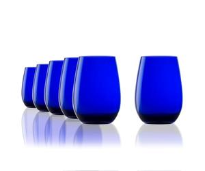Stölzle Lausitz Elements Glasses, 465 ml, cobalt blue, Set of 6, Dishwasher Safe, Coloured Glasses