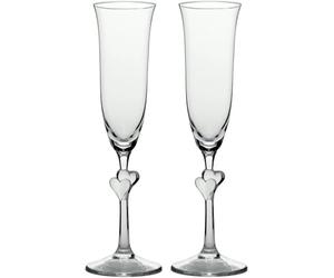 Stölzle Lausitz L´Amour Sparkling Wine Flutes with red hearts, 175 ml, set of 2, dishwasher proof, romantic sparkling wine duo for the most beautiful hours for two