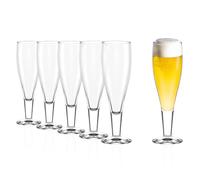 Stölzle Lausitz Milano Beer Glasses Set of 6 390 ml - Elegant Beer Glass Ideal for Pils & Other Beers - Stylish Beer Glasses Made of High-Quality Crystal Glass - Dishwasher Safe & Made in Germany