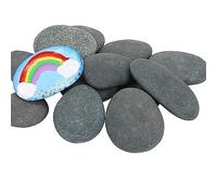 Stoepeoco 33 pcs Flat Pebbles for Painting,2-2.95 inch Smooth Stones for Painting,Flat Pebbles for Crafting,Handpicked Natural Stone Aquarium Decorative Stones