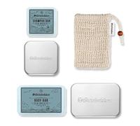 Störtebekker Premium Shower Set Hair & Body | 2x Solid Shampoo & 2x Solid Shower Gel Sea Breeze for Men & Women | Includes Soap Box & Sisal Bag | Vegan & Handmade