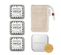 Störtebekker® Premium Shower Set - Solid Shampoo Active Carbon (x3), Sisal Bag + Free Aluminium Soap Box - Shampoo Bar Set - Activated Carbon Shampoo - Handmade in Soap Factory