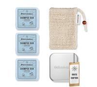 Störtebekker Premium Shower Set - Solid Shampoo Crusoe (x3), Sisal Bag + Free Aluminium Soap Box - Shampoo Bar Set for Hair, Scalp & Beard - Handmade in Soap Factory