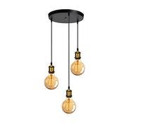 STOEX Vintage Pendant Light Fitting 3 Lights Edison Hanging Pendant Lamp Retro Style Metal E27 Lamp Socket Ceiling Light Chandelier for Bedroom Dinding Room Living Room Hallway - Brass