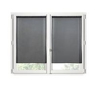 STOF - Pair of Half Curtains - Size 70 x 200 cm - 100% Polyester - Colour Black - Monna Model - Glazed - Privacy and Transparency - Plain