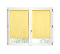 STOF - Pair of Half Curtains - Size 70 x 200 cm - 100% Polyester - Colour Yellow - Monna Model - Glazed - Privacy and Transparency - Plain
