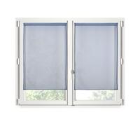 STOF - Pair of Half Curtains - Size 70 x 200 cm - 100% Polyester - Denim Colour - Monna Model - Glazed - Privacy and Transparency - Plain