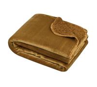 STOF - Plaid - Size 130 x 160 cm - 100% Polyester - Camel - Michigan Model - Blanket - Soft Warm Comfortable, Plain