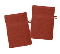 Stof - Set of 2 Wash Mitts - Size 15 x 21 cm - 100% Organic Cotton - Terracotta - Lagoon Model - Bath Linen - Soft Oeko Tex Certified