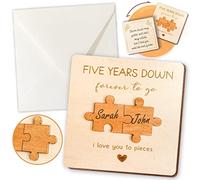 STOFINITY 5 Year Anniversary Card Gift for Men Women - 5th Anniversary Card Gifts for Him Her, Happy 5 Year Anniversary Wedding Gifts for Husband Wife, Fifth Marriage Anniversary Wood Gifts