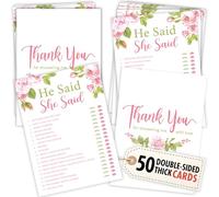 Stofinity He Said She Said Bridal Shower Game - 50 Pcs Him Or Her Wedding Shower Game For 50 Guests, Engagement Party Games For Floral Bridal Showers Decorations