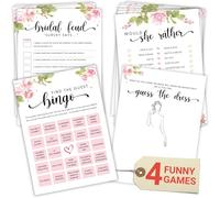 STOFINITY Hilarious Bridal Shower Games 25 Guests - Set of 4 Wedding Shower Games for Reception, Fun Guess The Dress Bingo Game, Bridal Party Game for Bridal Shower Decorations (5"x7")