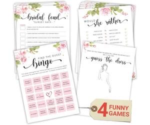 STOFINITY Hilarious Bridal Shower Games 25 Guests - Set of 4 Wedding Shower Games for Reception, Fun Guess The Dress Bingo Game, Bridal Party Game for Bridal Shower Decorations (5"x7")