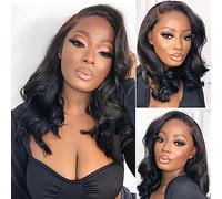 STOGEDEST Body Wave Lace Front Wig Human Hair Glueless Short Wavy Bob Wig Human Hair Pre Ripped with Baby Hair 13x4 Loose Wave Wig for Women