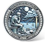 Stoic Challenge Coin - Premeditatio Malorum Design with Seneca Quote - Motivational Coin for Philosophy Enthusiasts and Collectors