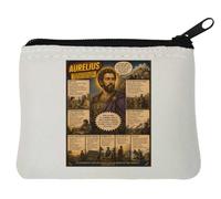 Stoic Emperor and Philosopher King Neoprene Coin Purse Pouch 10x11cm White