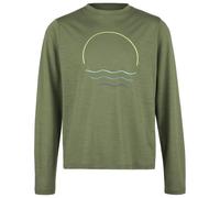 Stoic - Kid's Merino155 LaholmSt. Print L/S - Merino shirt size 152, olive