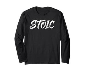 Stoic Minimalist Modern Philosophy Bold Typographic Graphic Long Sleeve T-Shirt