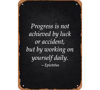 Stoic Motivation Progress Stoic Quote Poster Vintage Metal Sign 12x16 Inch funny Motivation Quotes Man Cave Decorative