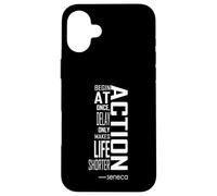 Stoic Seneca Reminder: Action, Begin at Once, Life Is Short Case for iPhone 16 Plus