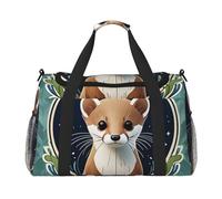 Stoic Stoat Print Travel Duffel Bag for Men & Women, Foldable Travel Bags and Spacious Weekender Tote Bag for Storage Toiletry Luggage Personal Item, Black, L
